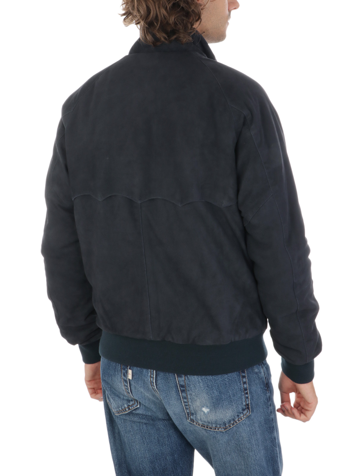BARACUTA Men s G9 Suede Harrington Jacket Navy BRCPS0990 UT2623