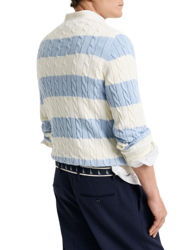 Picture of Gant | Striped Cotton Cable C-Neck