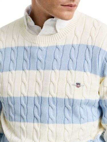 Picture of Gant | Striped Cotton Cable C-Neck