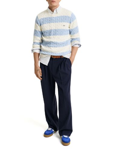 Picture of Gant | Striped Cotton Cable C-Neck