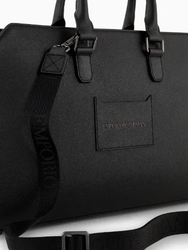 Picture of EMPORIO ARMANI | Men's Briefcase in Tumbled Leather