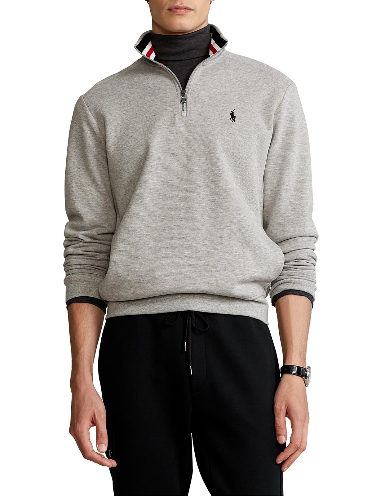 ralph lauren double knit quarter zip sweatshirt