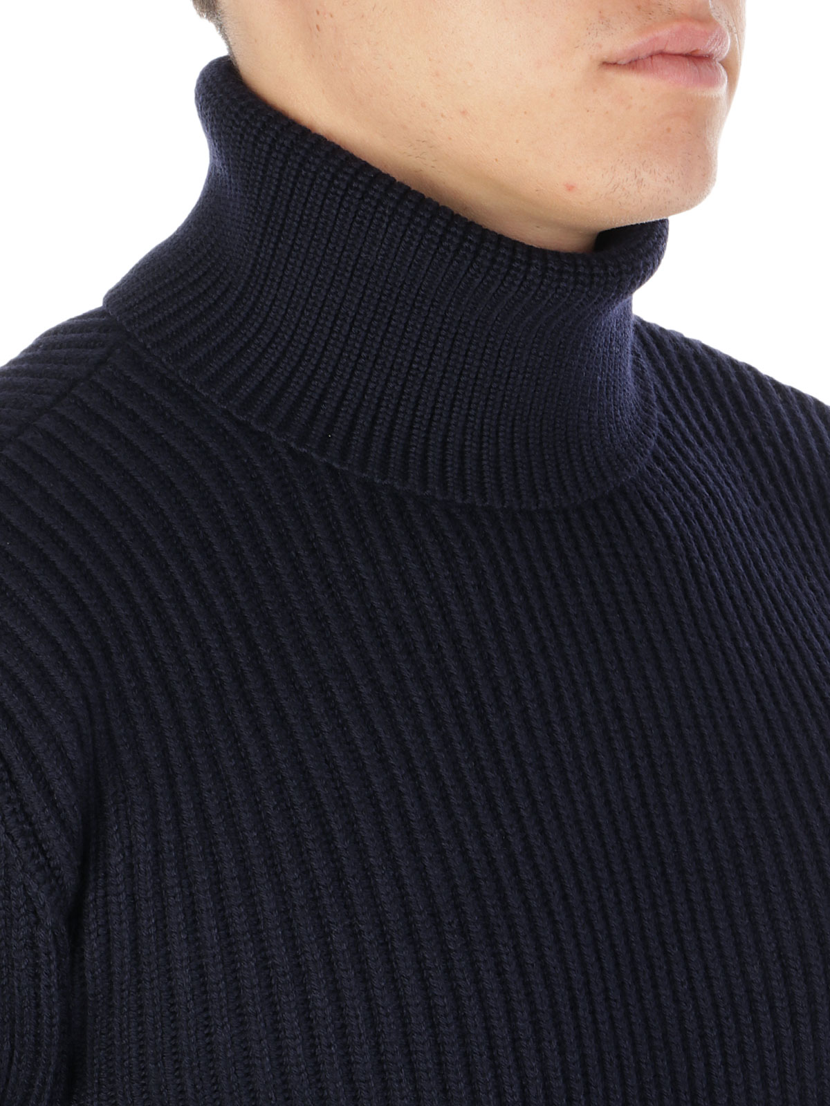 TAGLIATORE Men's Merino Turtleneck Sweater Dark Blue | DEAN PWI2201 ...