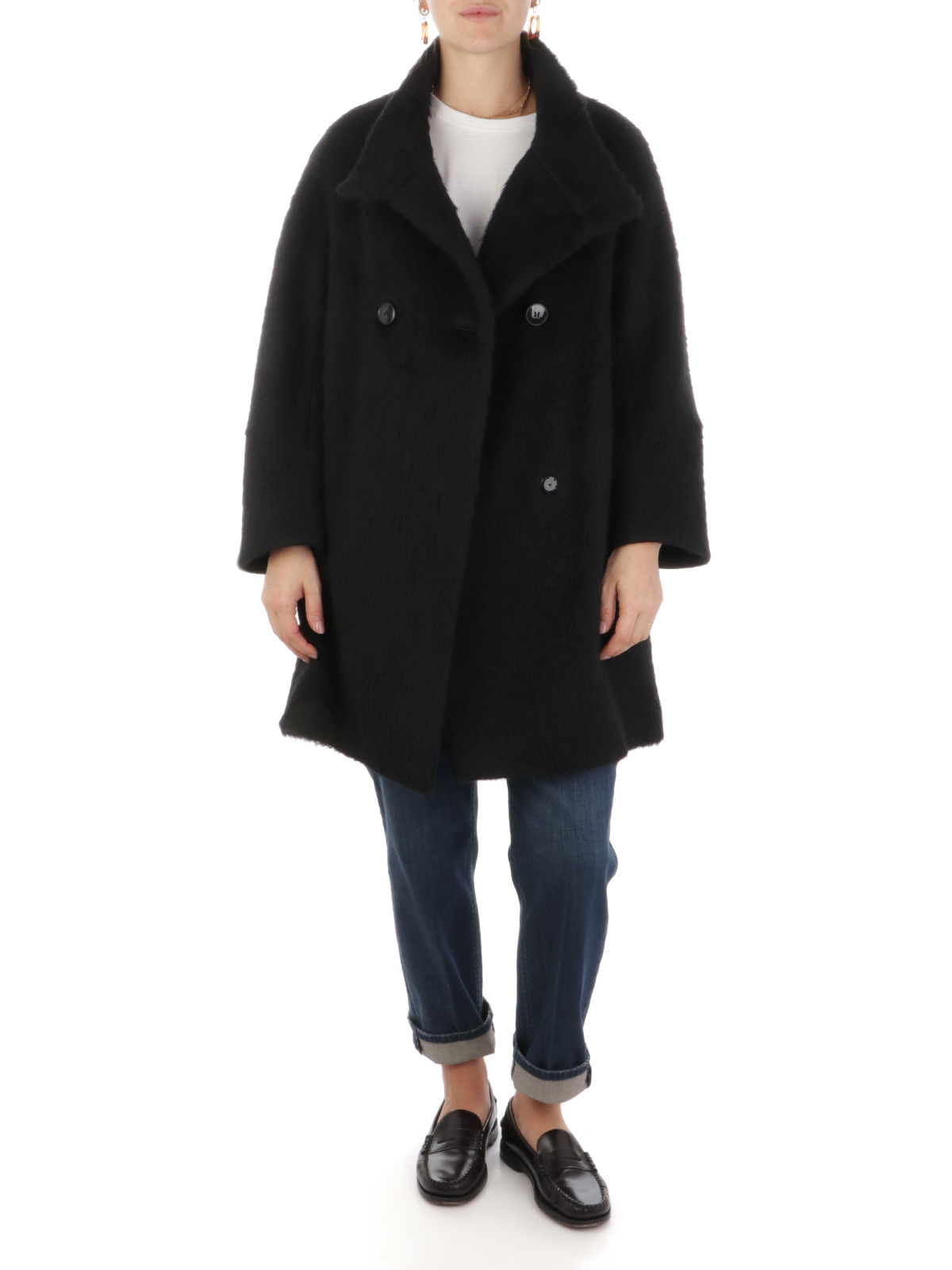 CINZIA ROCCA Women s Double Breasted Coat Black ZR4300163B7