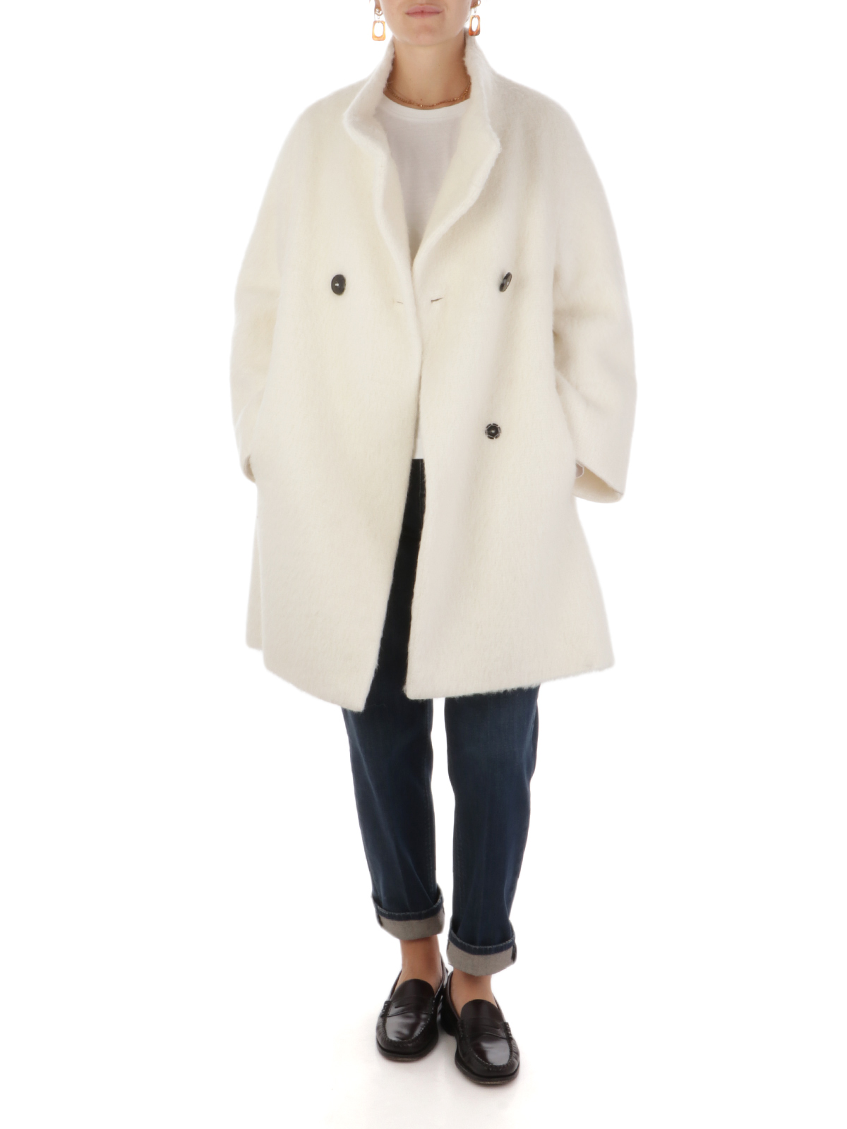 Cinzia rocca stand collar wool & cashmere coat sale