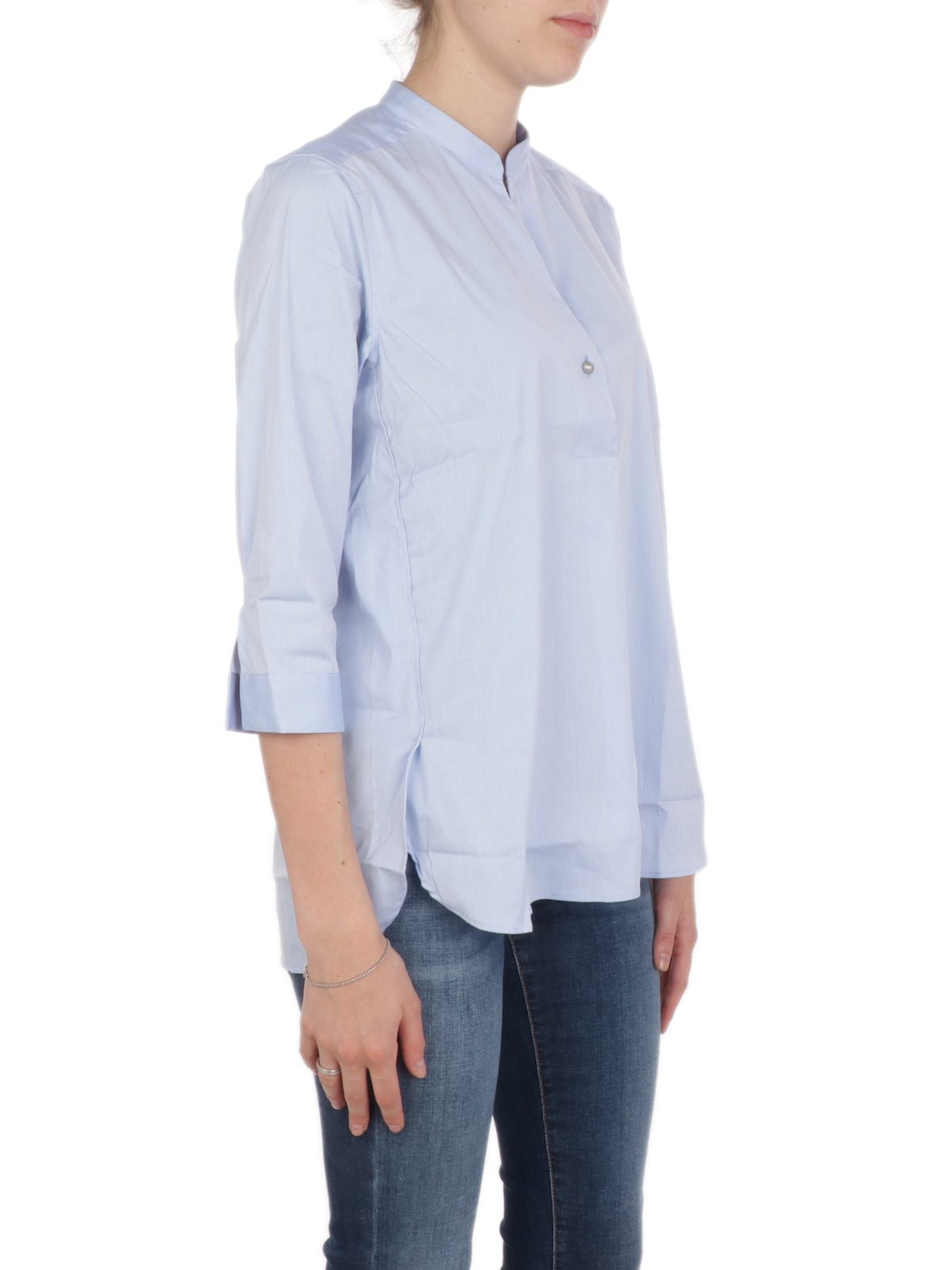 CALIBAN Camicia Donna Coreana Azzurro, D43R2V