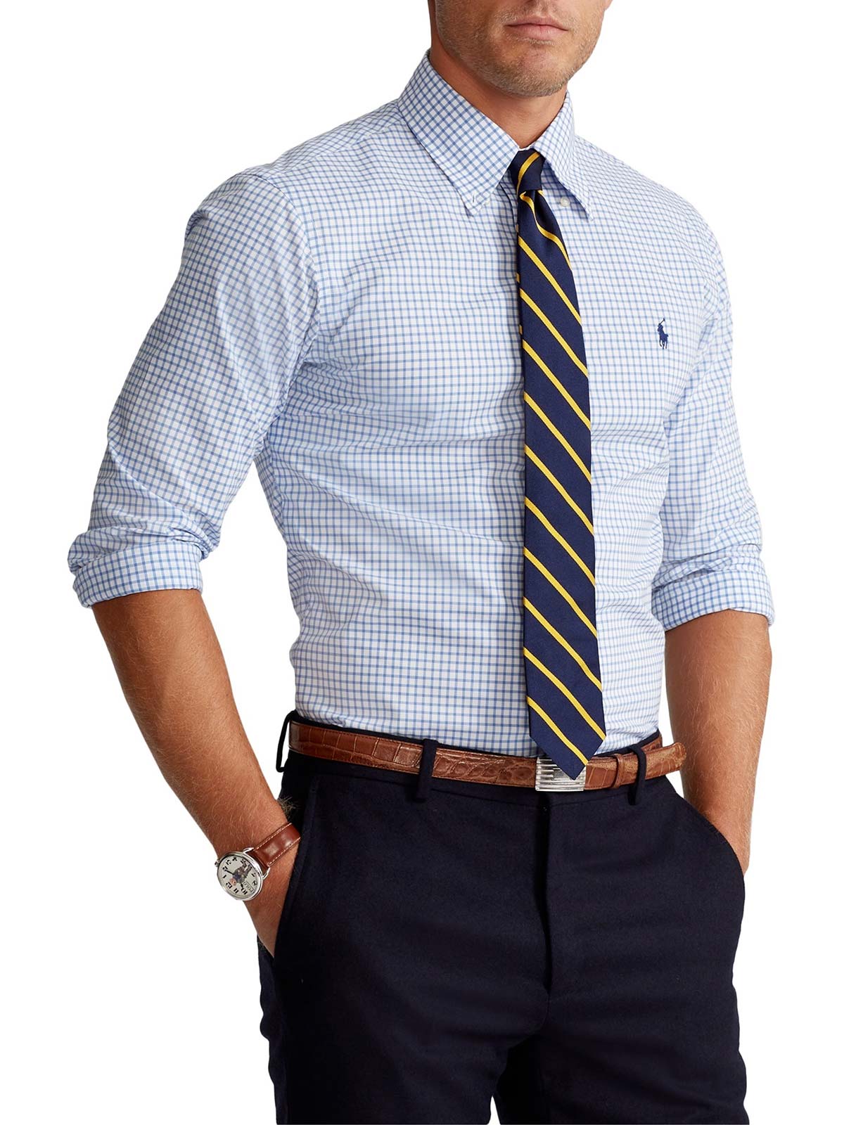 Camicia popeline a quadri Slim-FitPolo Ralph Lauren in Cotone da Uomo colore Grigio Uomo Camicie da Camicie Polo Ralph Lauren 