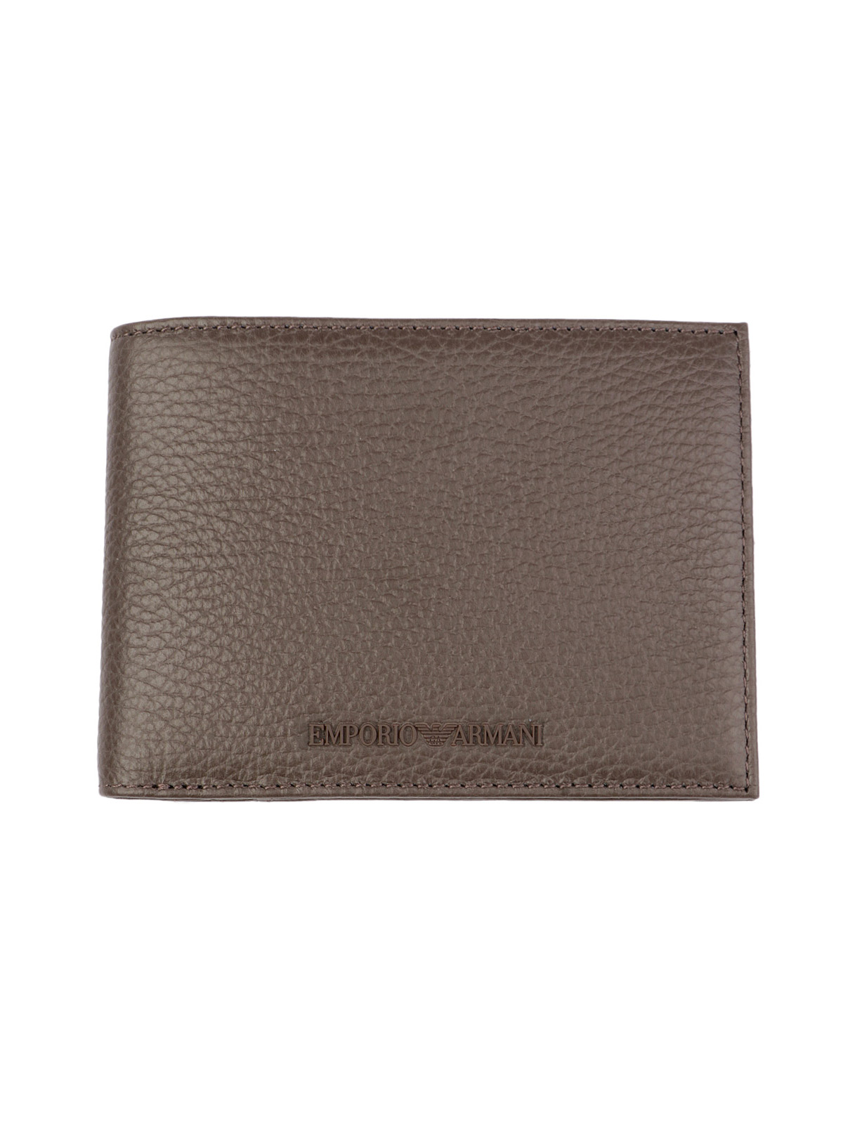 EMPORIO ARMANI Men's Tumbled Leather Bi Fold Wallet Brown | Y4R166Y068E ...