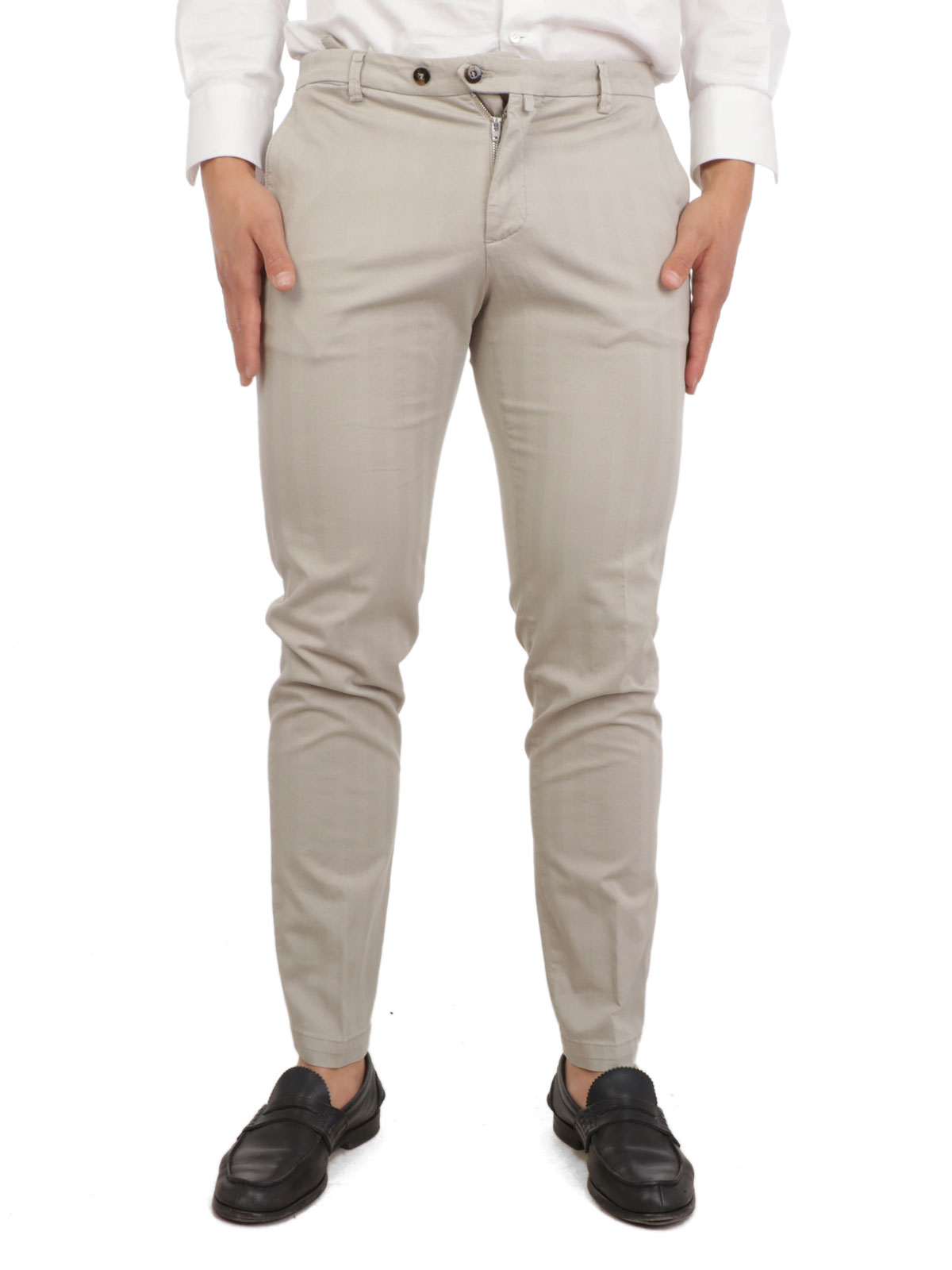 BRIGLIA 1949 Men's Striped Cotton Trousers Light Grey | BG04.32046 | Botta  \u0026 B Online Store