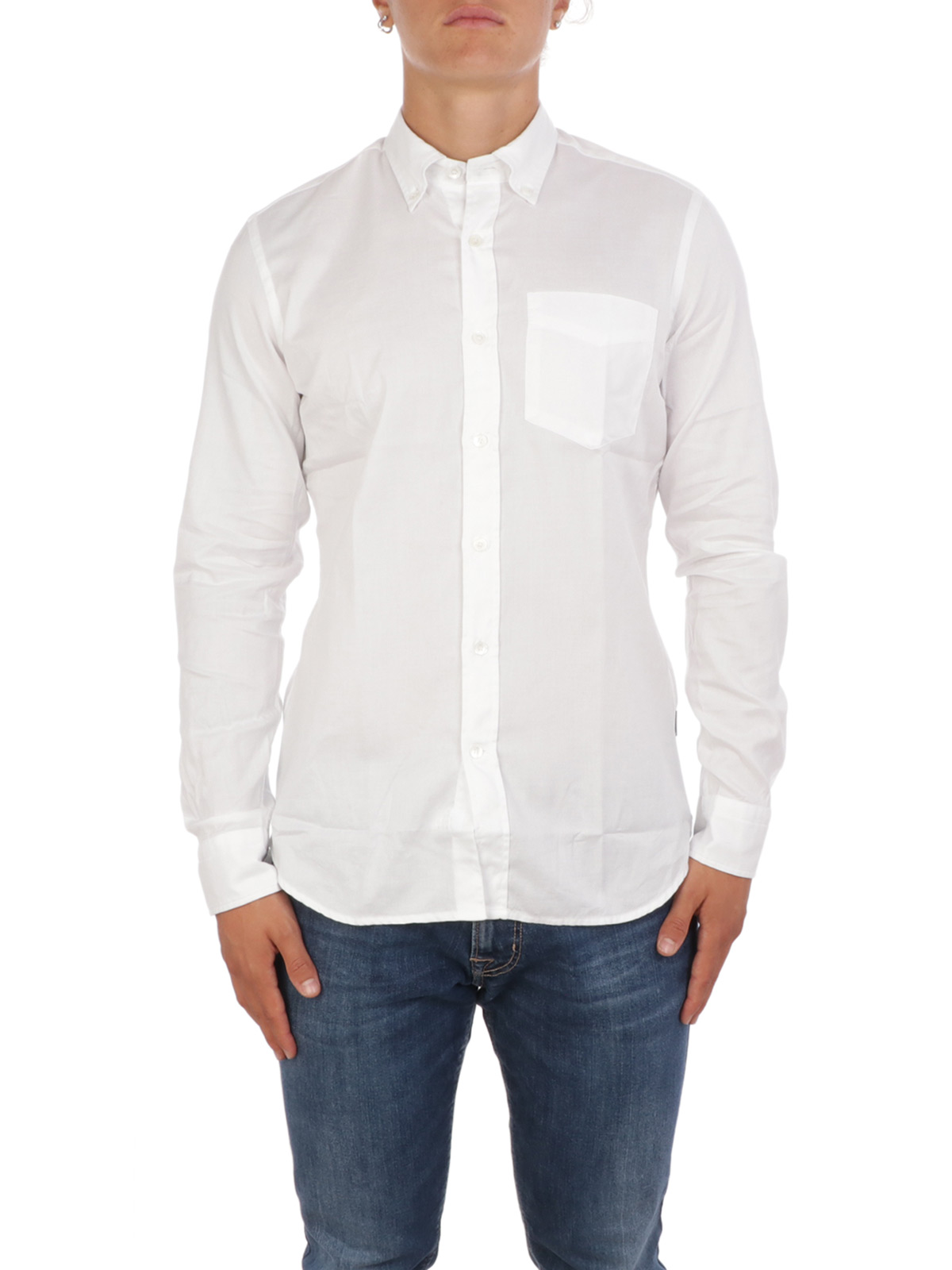 Taglia 44 Bianco Camice Uomo Cotone