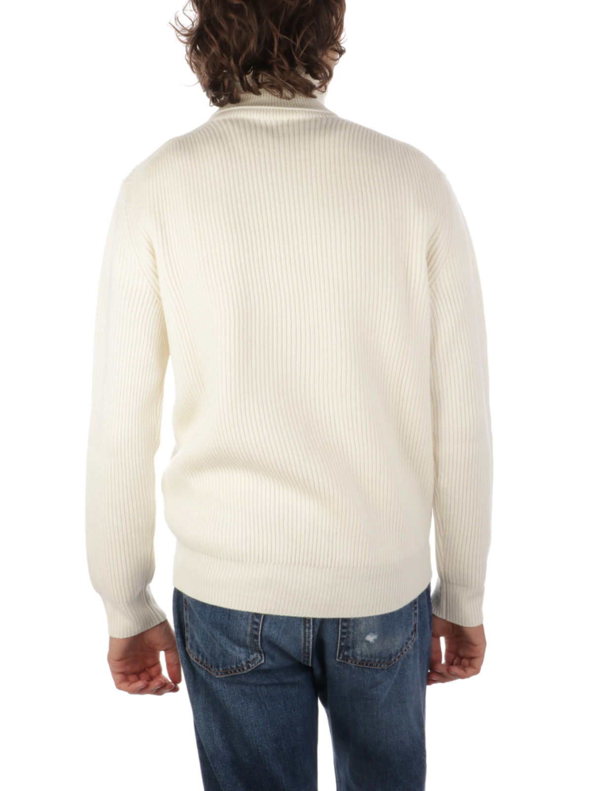 ALTEA Men's Ribbed Wool Turtleneck Sweater Cream | 2361111 | Botta & B ...