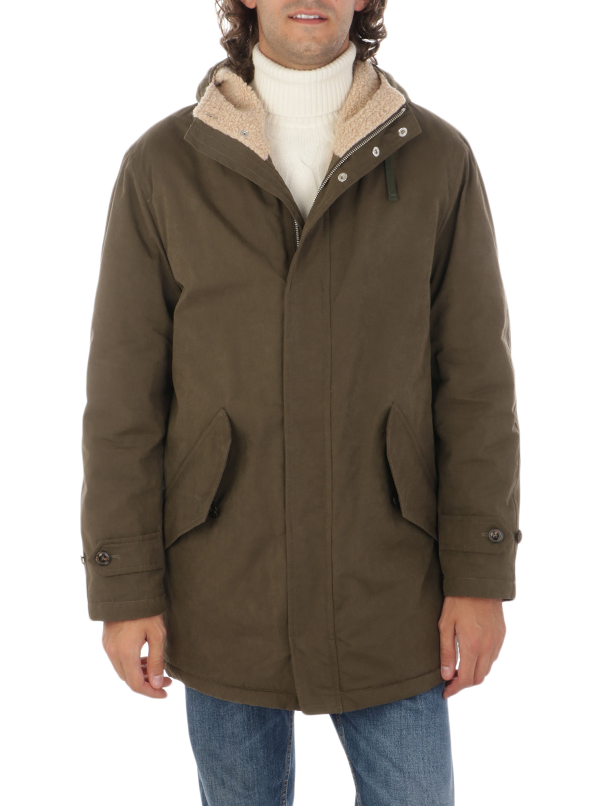 BROOKSFIELD Parka Uomo in Cotone Imbottito Verde Militare, 207K.D014