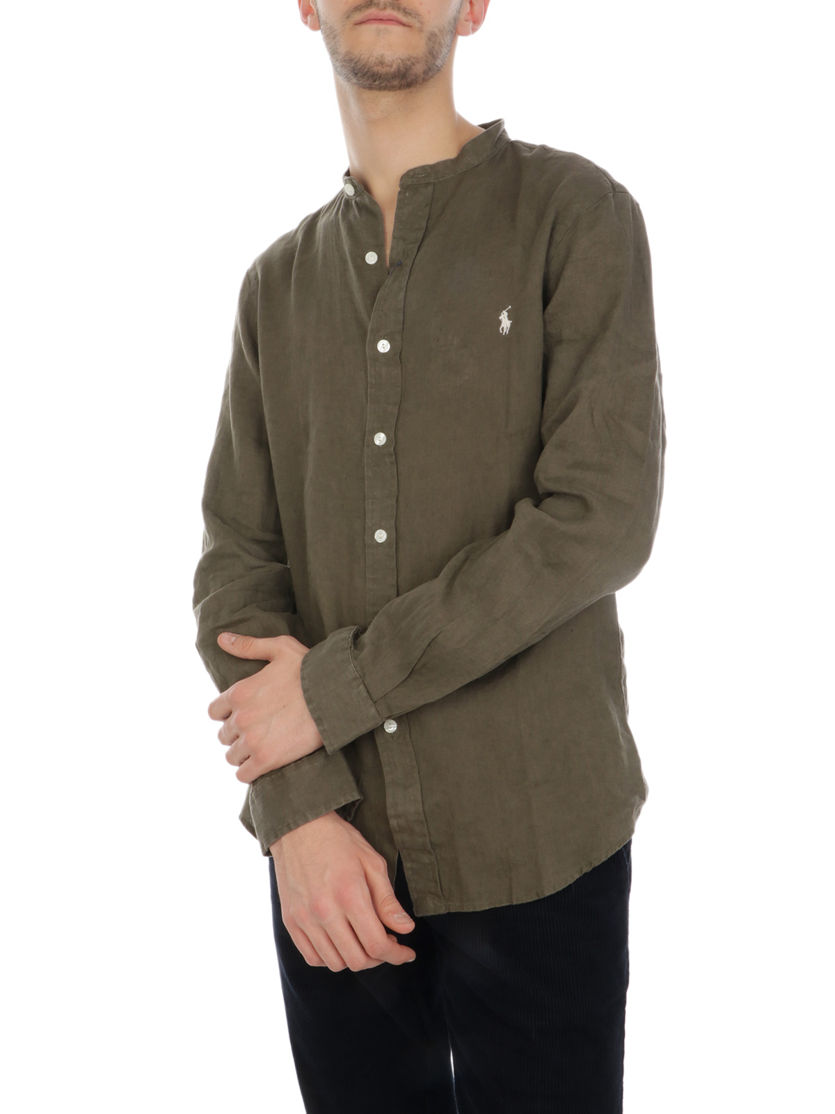 Picture of POLO RALPH LAUREN | Men's Mandarin Collar Linen Shirt
