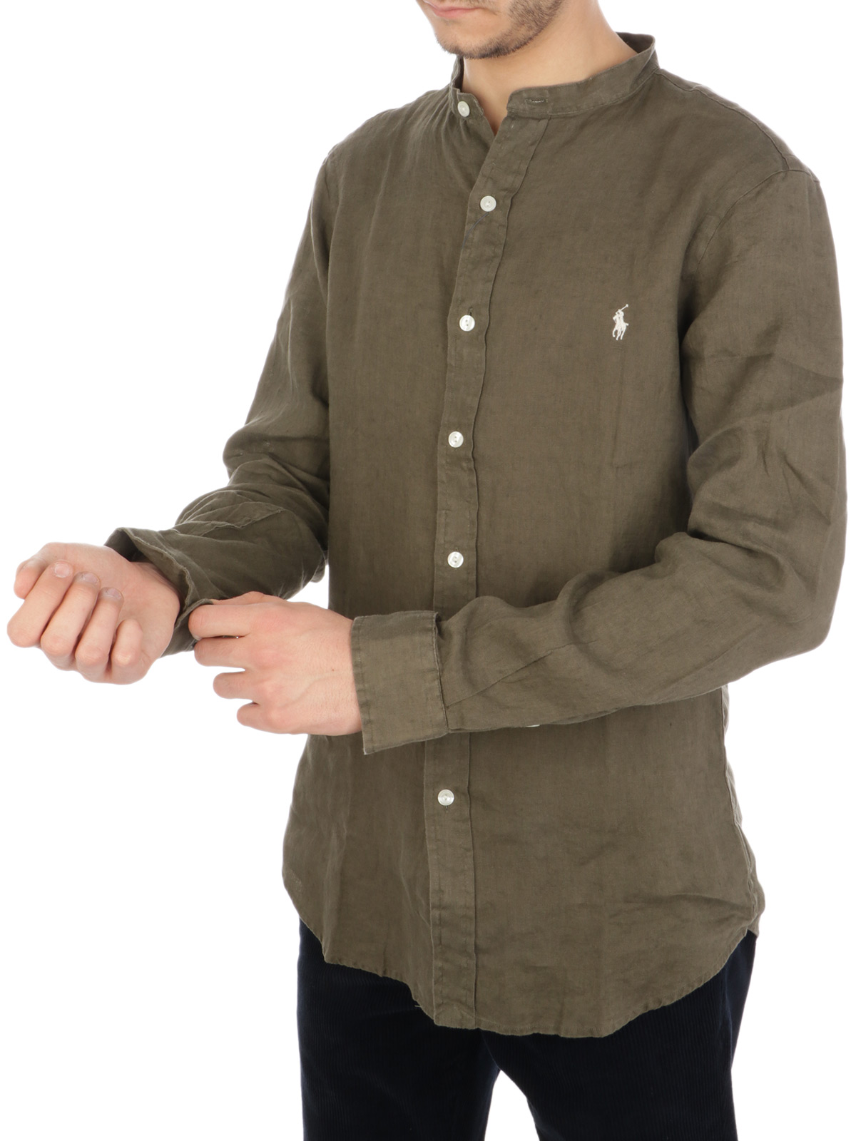 Picture of POLO RALPH LAUREN | Men's Mandarin Collar Linen Shirt