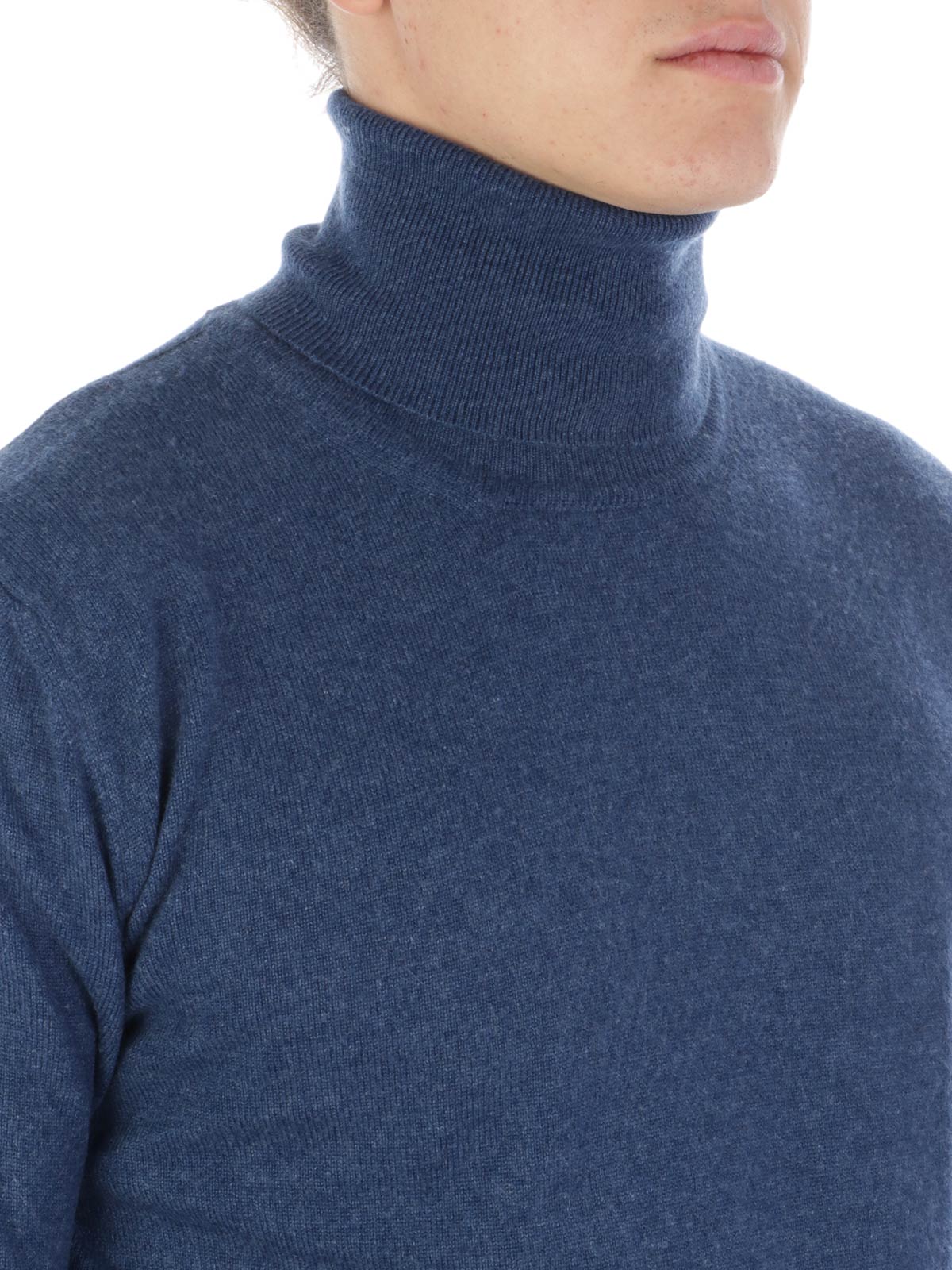 ONES Men's Cashmere Turtleneck Sweater Blue | ONES_005 | Botta & B ...