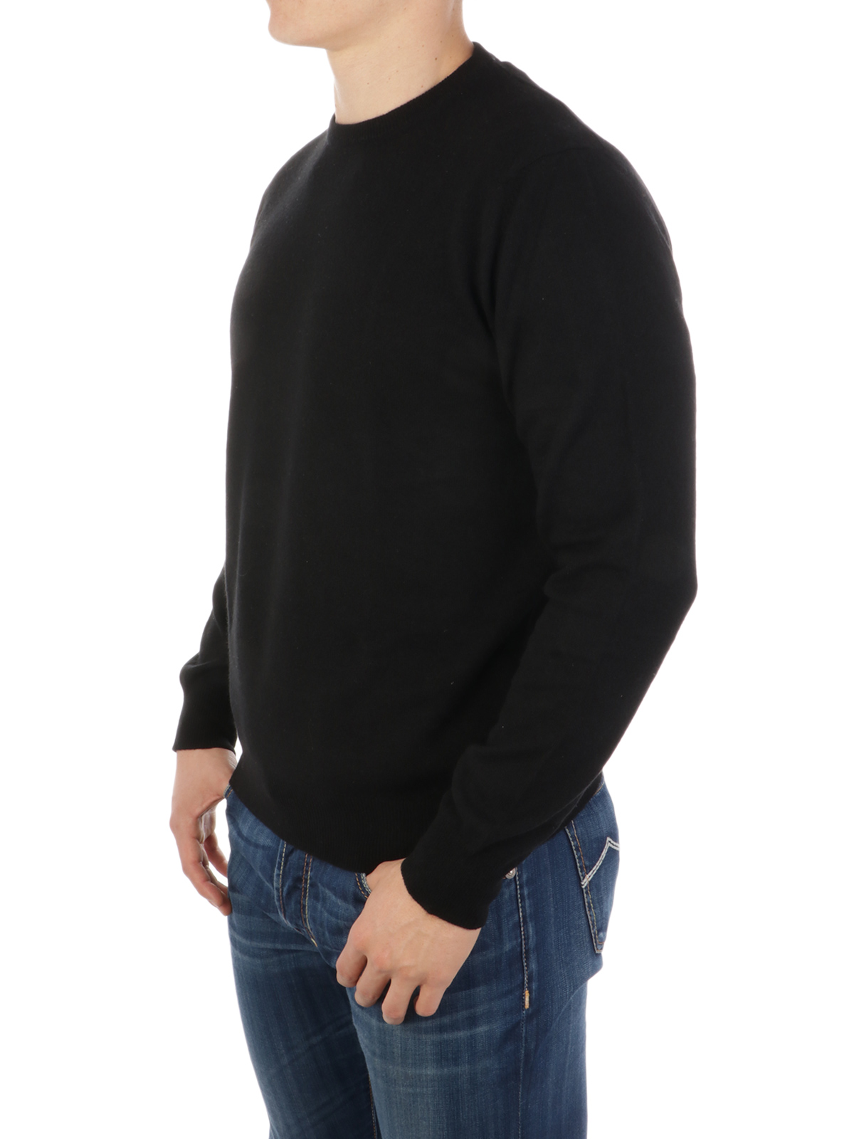 ONES Men's Cashmere Crewneck Sweater Black | ONES_001 | Botta & B ...