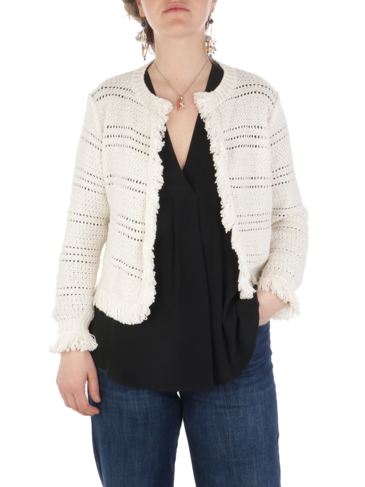 KAOS Cardigan Donna Crochet Panna | NP1LT002 | Botta \u0026 B Abbigliamento