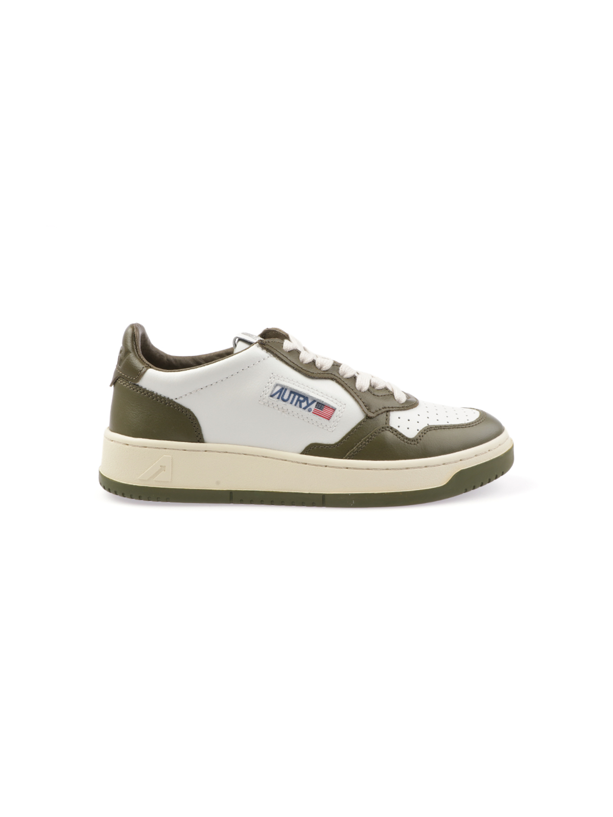 AUTRY Women's Medalist Low Biccolor Leather Sneakers White/Olive ...