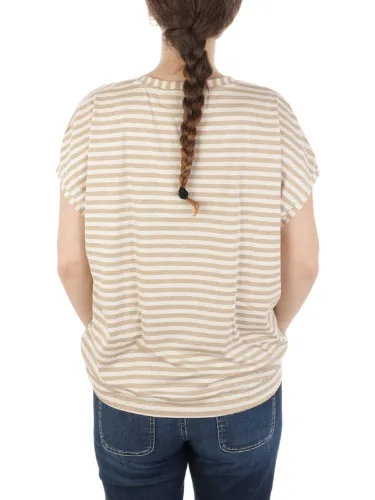 Immagine di B.YU | T-Shirt Donna Scollo a V Riga Lurex