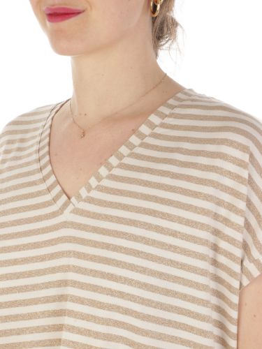 Immagine di B.YU | T-Shirt Donna Scollo a V Riga Lurex