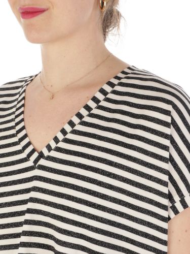 Immagine di B.YU | T-Shirt Donna Scollo a V Riga Lurex