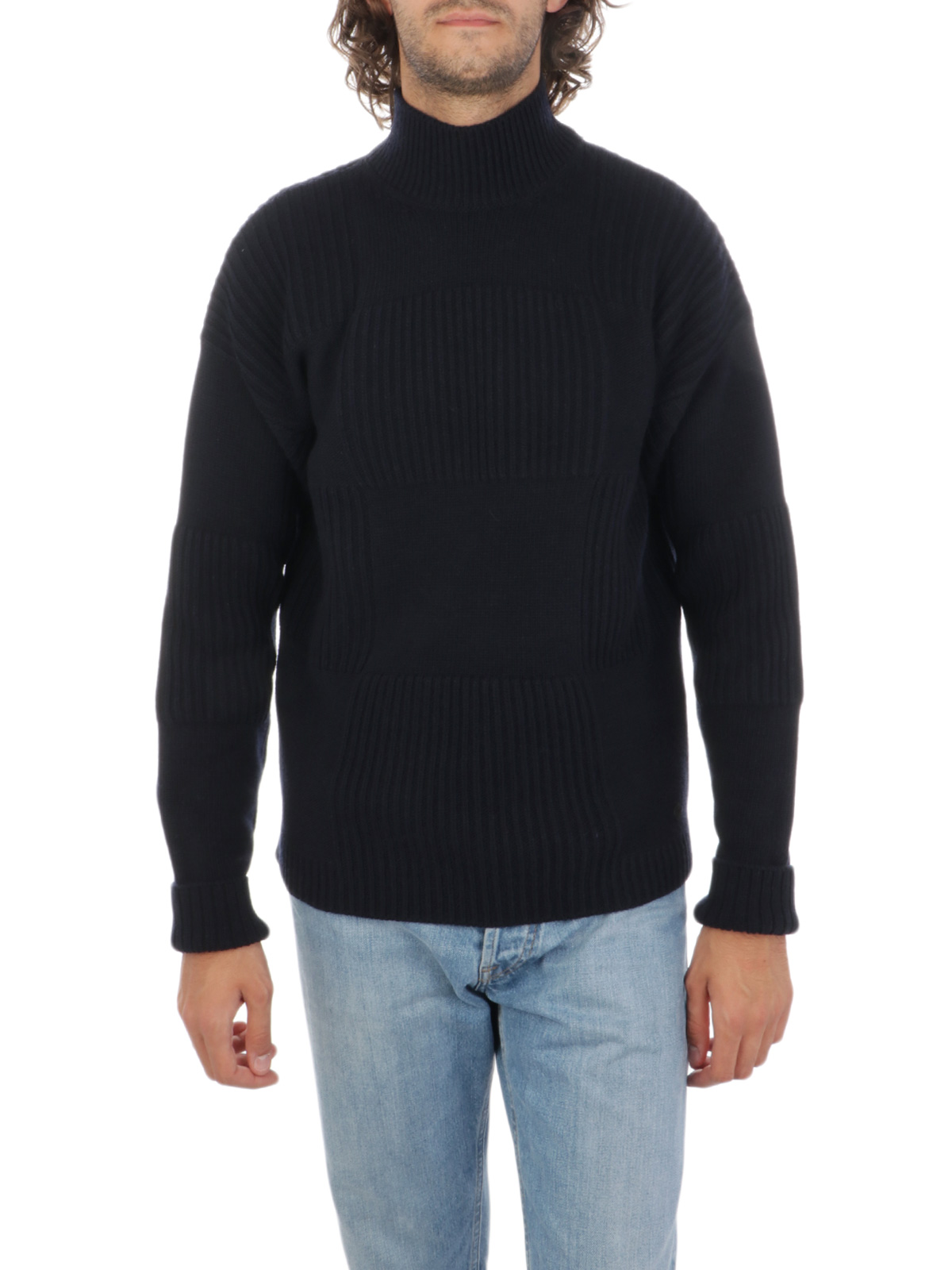 WOOLRICH Men's Ribbed Wool Turtleneck Sweater Dark Navy | WOKN0249MR ...