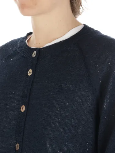 Immagine di 7.1 SETTEPUNTOUNO | Cardigan Donna Manica Kimono con Paillettes in Lino