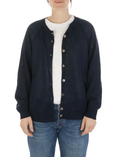 Immagine di 7.1 SETTEPUNTOUNO | Cardigan Donna Manica Kimono con Paillettes in Lino