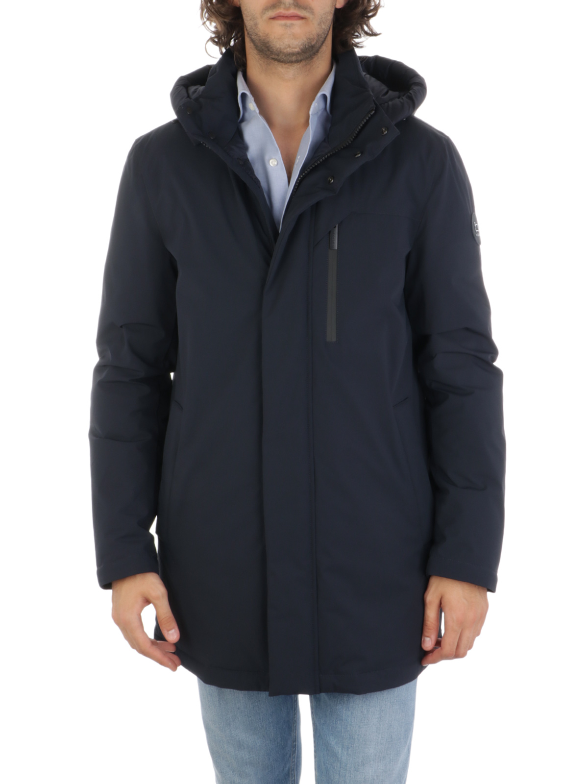 WOOLRICH Men's Padded Mountain Parka Melton Blue | WOOU0803MR | Botta ...