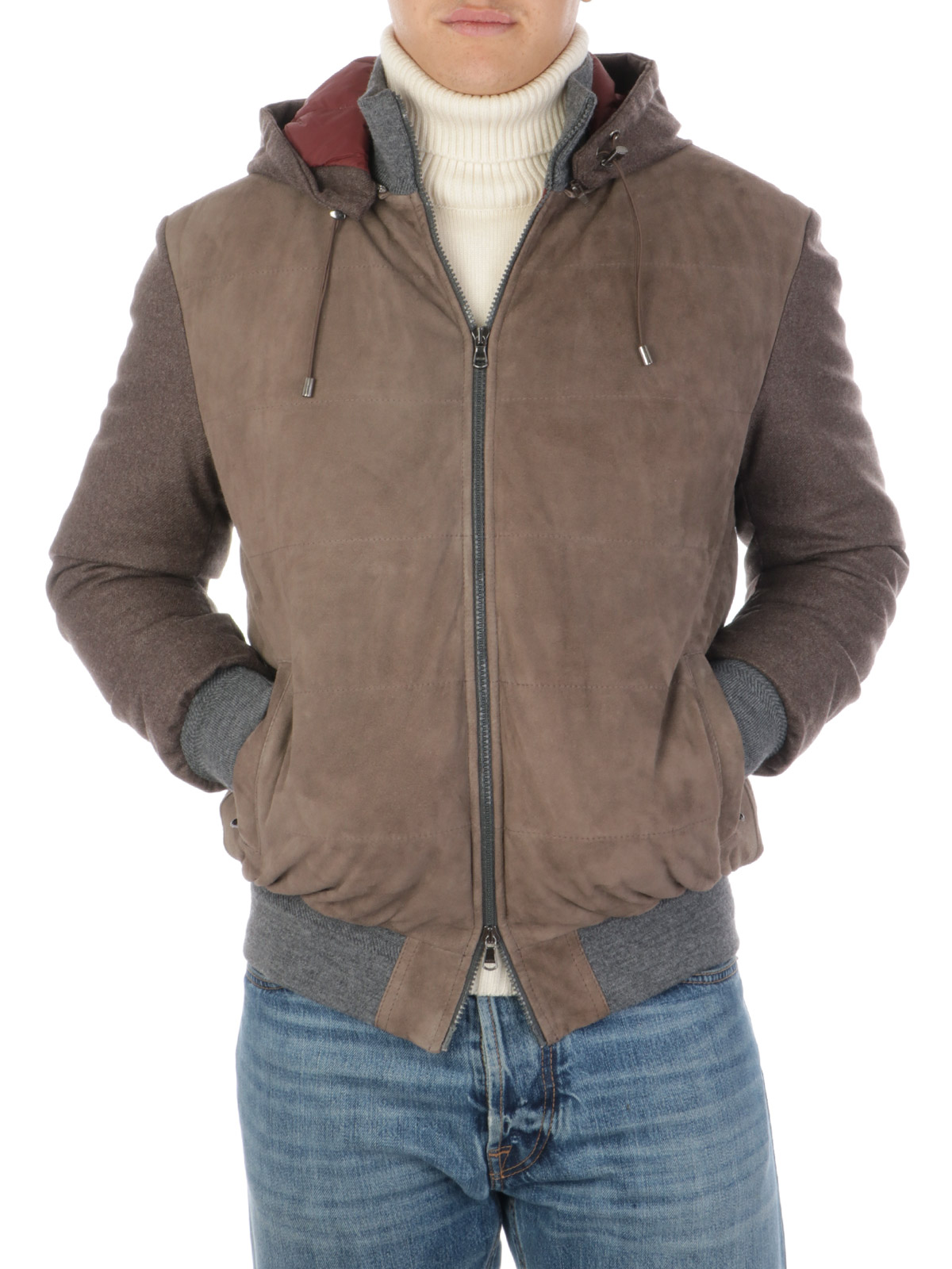Picture of BARBA | Men's Suede Padded Jacket with Hood