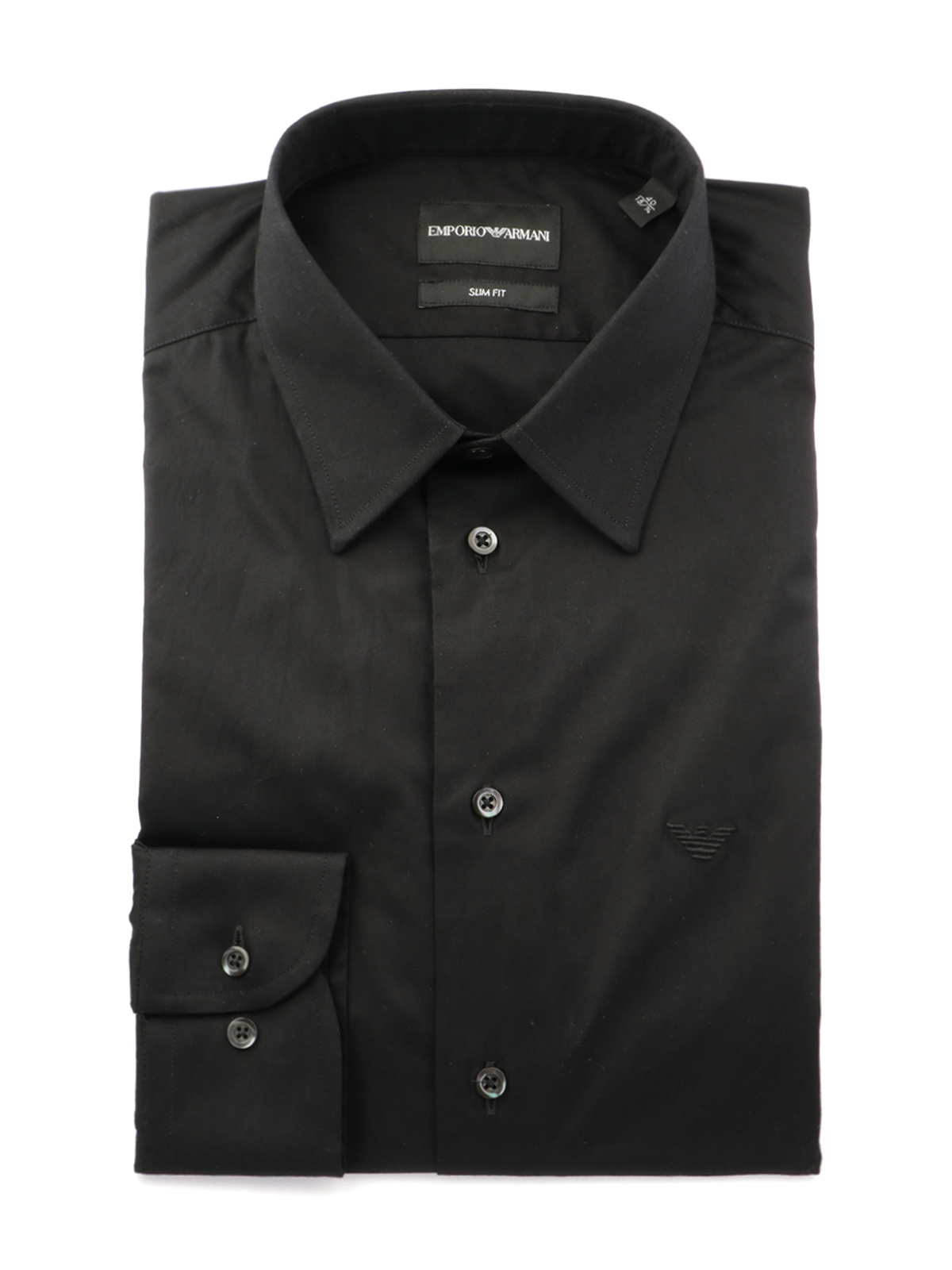 EMPORIO ARMANI Men's Stretch Cotton Slim Fit Shirt Black | H31CS5C1C68 ...