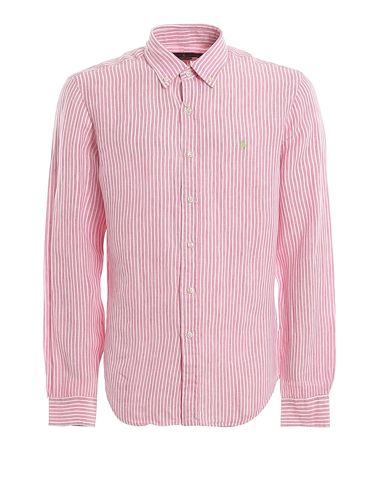 pink and white striped ralph lauren polo