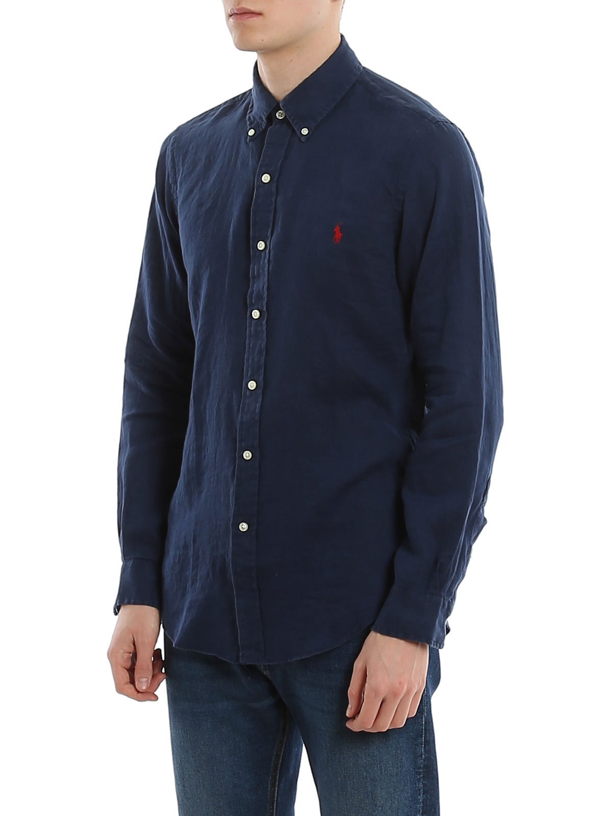 ralph lauren slim fit linen shirt