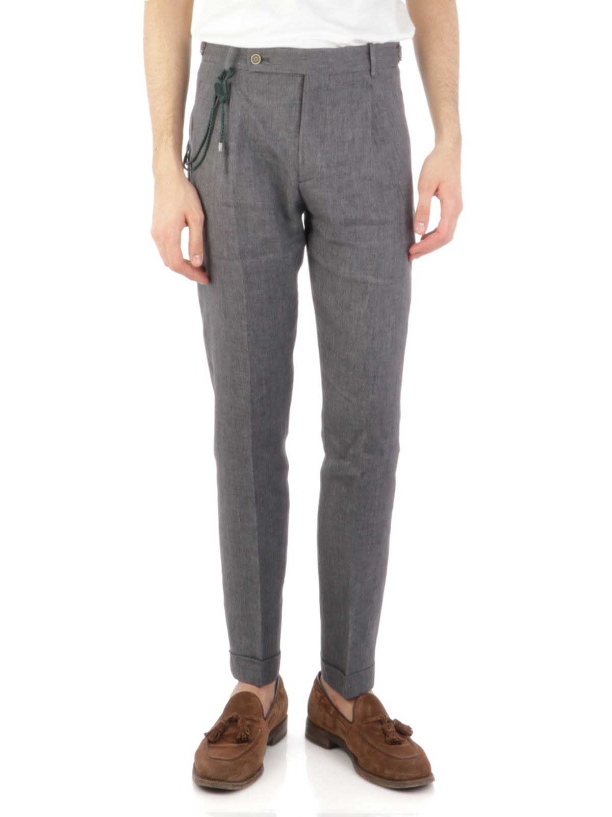 BERWICH Men's Linen Trousers Smoke 