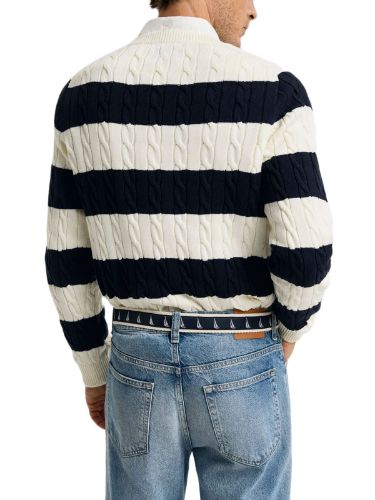 Picture of Gant | Striped Cotton Cable C-Neck
