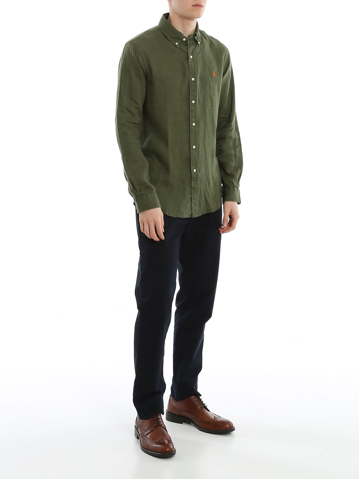 ralph lauren slim fit linen shirt