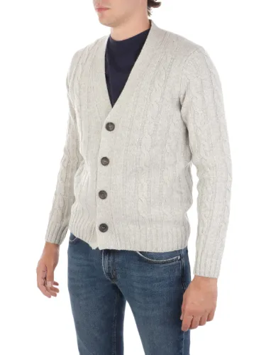 Picture of FILIPPO DE LAURENTIIS | Men's Cable Knit Wool Cardigan