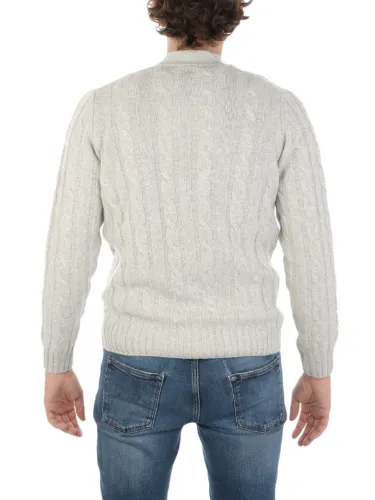 Picture of FILIPPO DE LAURENTIIS | Men's Cable Knit Wool Cardigan
