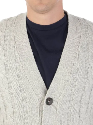 Picture of FILIPPO DE LAURENTIIS | Men's Cable Knit Wool Cardigan