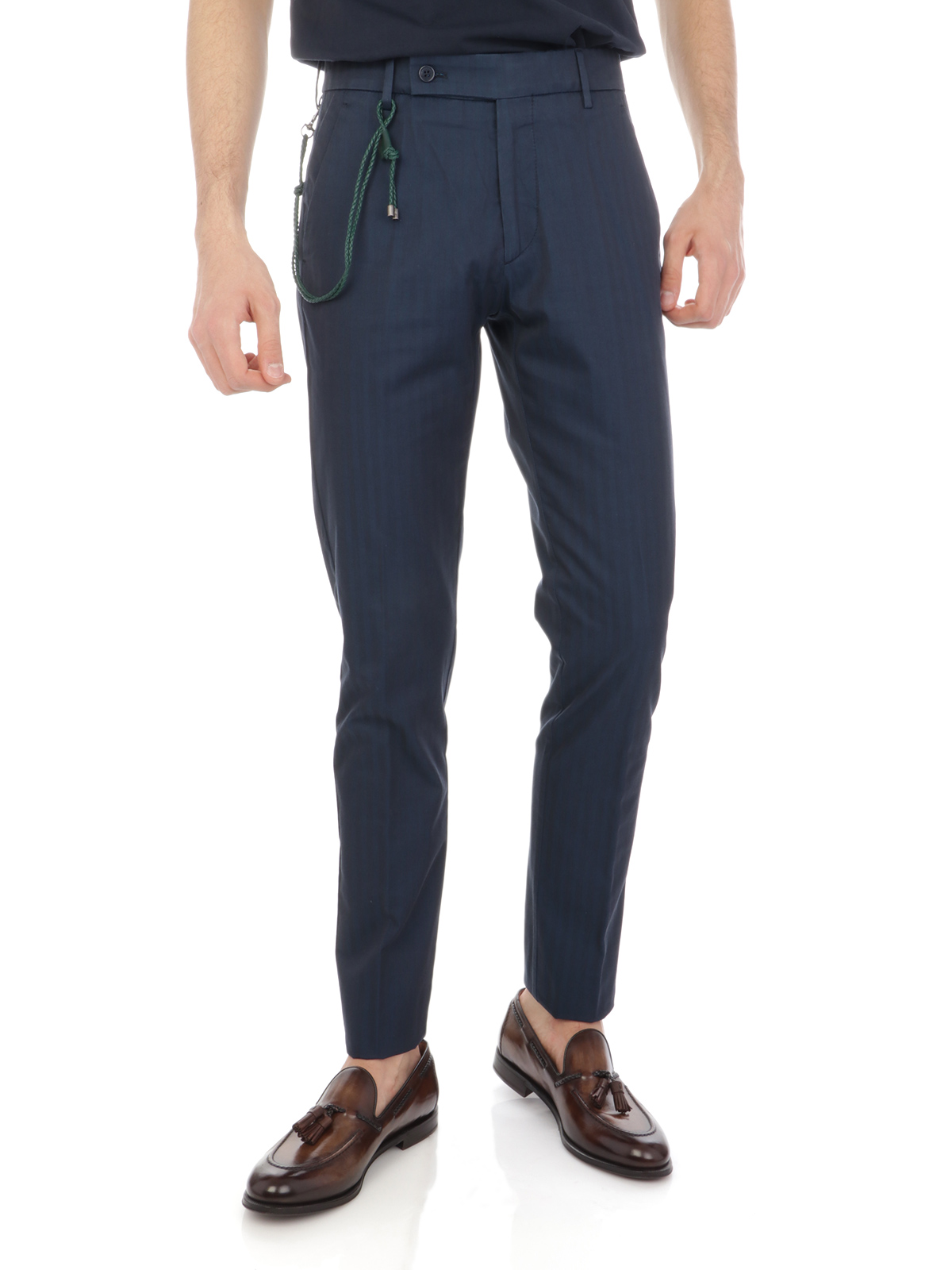 BERWICH Pantalone Uomo Retro in Cotone Rigato Navy | DG1634 | Botta \u0026 B  Abbigliamento