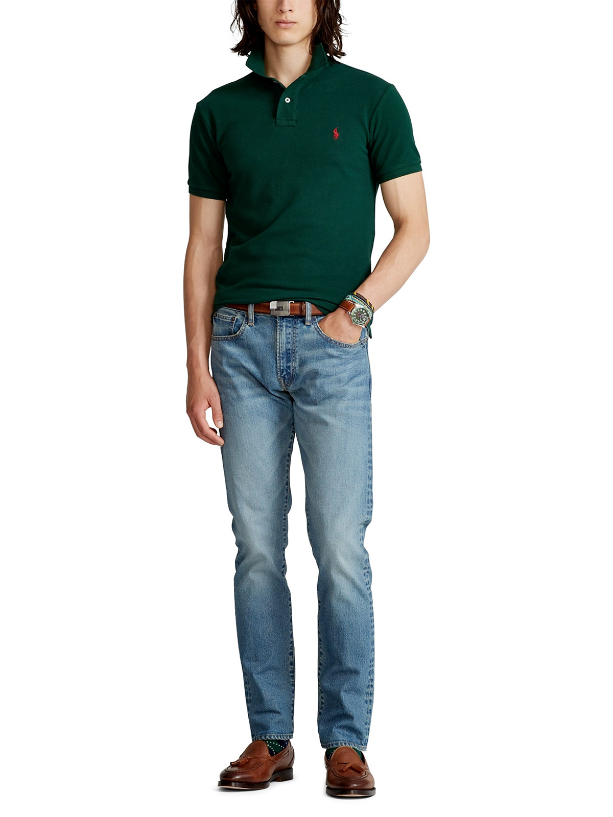 POLO RALPH LAUREN Men's Slim Fit Polo Shirt College Green ...