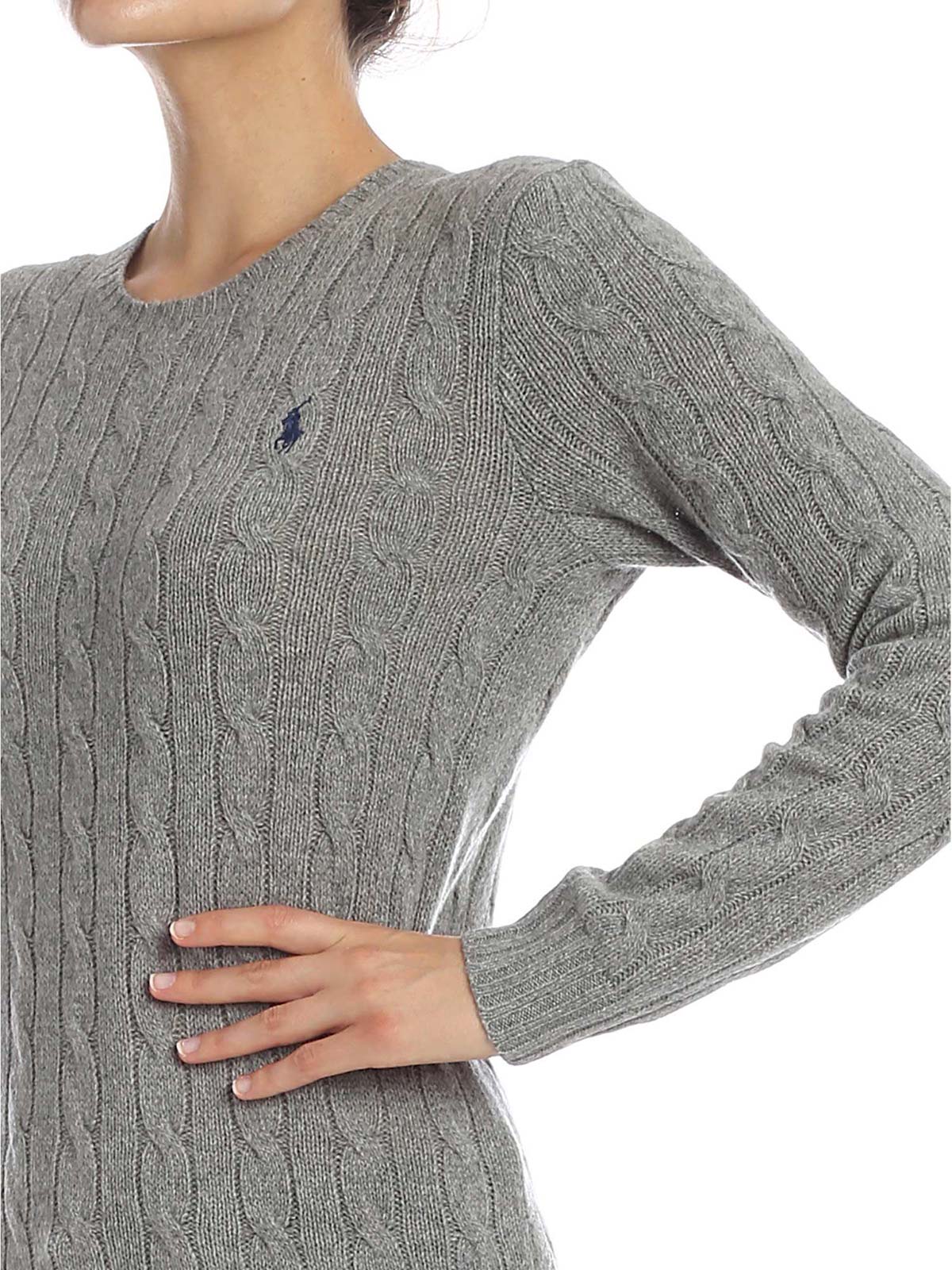 POLO RALPH LAUREN Pullover Donna Julianna a Trecce Fawn Heather Grey, 211525764009