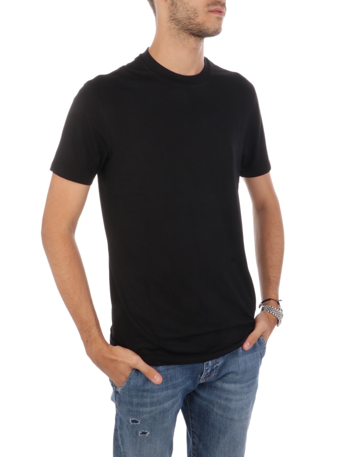 EMPORIO ARMANI Men's Stretch Viscose T-Shirt Black | 8N1TF01JCDZ ...