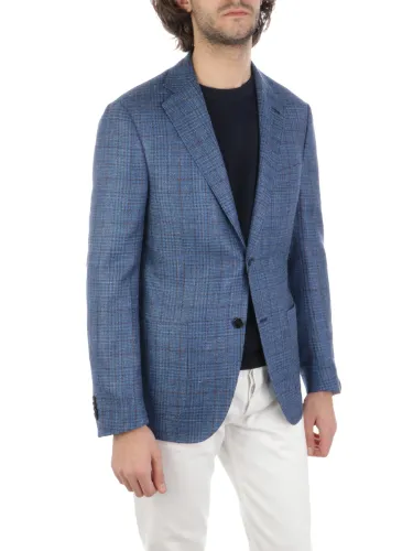 Picture of CORNELIANI | Men's Wool and Silk Checked Jacket