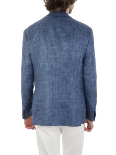 Picture of CORNELIANI | Men's Wool and Silk Checked Jacket