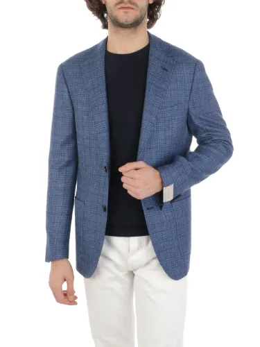 Picture of CORNELIANI | Men's Wool and Silk Checked Jacket