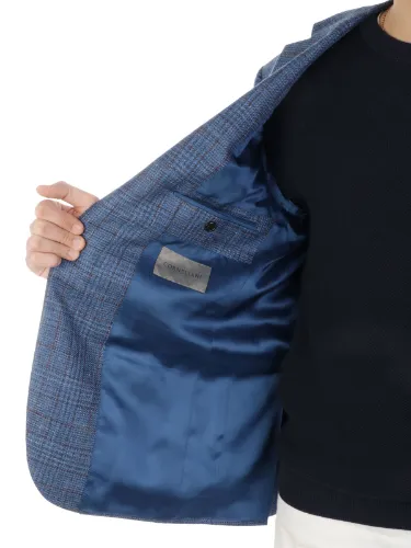 Picture of CORNELIANI | Men's Wool and Silk Checked Jacket