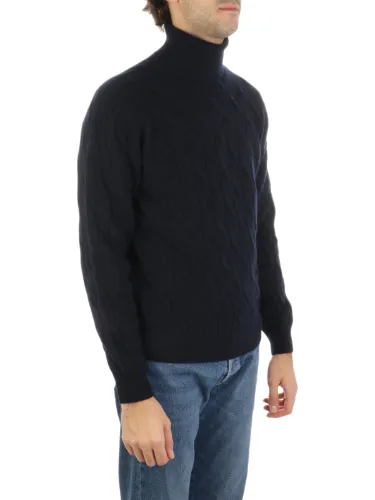 Picture of FILIPPO DE LAURENTIIS | Men's Cable Knit Wool and Cashmere Turtleneck
