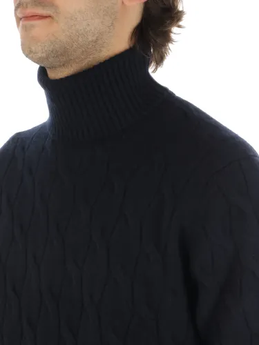 Picture of FILIPPO DE LAURENTIIS | Men's Cable Knit Wool and Cashmere Turtleneck