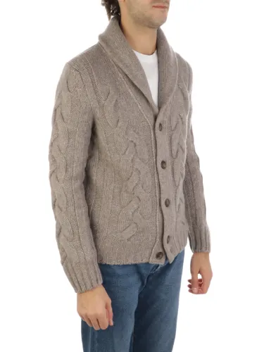Picture of BARBA | Men's Shawled Cable Knit Wool Cardigan